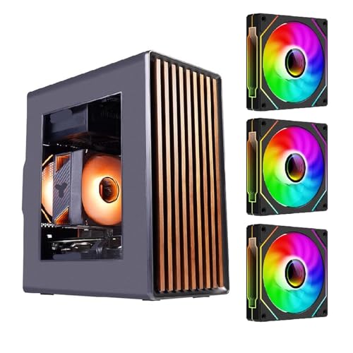 EMNXSDKT 互換性がありますWJCOOLMAN Craftsman 3 MATX 、木製ストリップデザインの透明ガラスパネル、ミニデスクトップビジネス&ゲームシャーシと互換性があります。(Black 4Prox3)