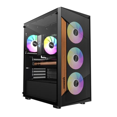 Raidmax Vector ARGB ATX ミッドタワー メッシュゲーミング 高エアフローフロントパネルデザイン 4X 120mm ARGBファン搭載 強化ガラス製サイドパネル 305mm GPU / 240mmラジエーター対応 (V219ブラック)