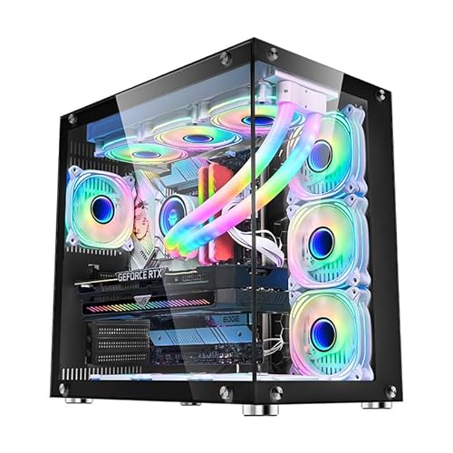 ミドルタワー atx ピラーレス type-c高速インターフェースUSB3.0 合金鋼強化ガラス ATX/M-ATX/ITX/Micro-ATXマザーボード対応 空冷対応 360水冷対応 (黑色)