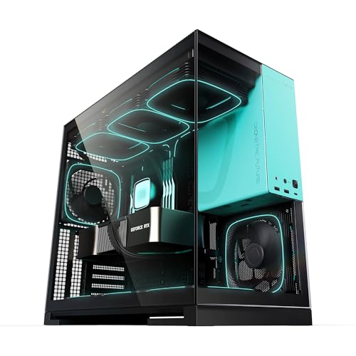 Geometric Future ミドルタワー Model 5 Black Blue with 5FAN 「Squama 2503-14」5基標準搭載 強化ガラスパネル ピラーレス構造 RTX 40シリーズGPU対応 420mmラジエーター搭載可能 E-ATX/ATX/Mi GF-M5-BB PLUS