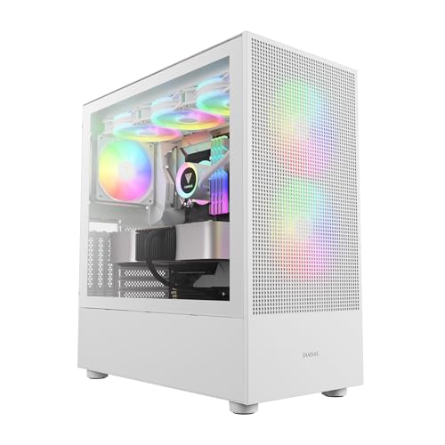 GAMDIAS (ガムディアス) TALOS M3 MESH ATX ミッドタワー 、3 ARGB PWMファン、エアフローメッシュフロントパネル、工具不要の強化ガラス製サイドパネル、磁気ダストフィルター、ホワイト TALOS M3 MESH WH