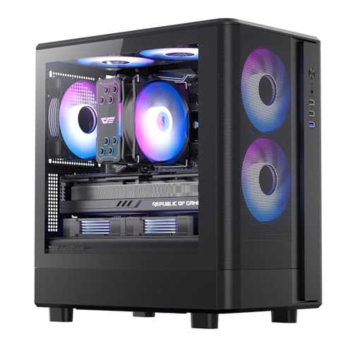 darkFlash Micro-ATX 、PWM ARGBファン3台をプレインストール、 、高放熱性MATXゲーミング 、USB 3.0ポート、最大240mm AIO(DB330M MESH、ブラック) DB330 MESH