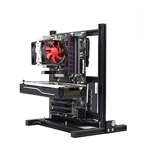 EDIY ATX マザーボード ラック ATX/M-ATX/ITX オープンシャーシ 垂直オーバークロック DIY PCブラケット アルミニウムフレーム クリエイティブな水冷コンピュータテストベンチ マザーボードシャーシシステム用 (ブラック)