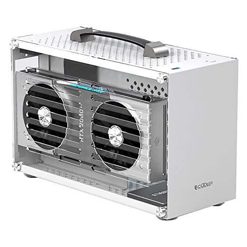 EDIY ITX Mini A4 コンピュータ 7.5L アルミニウム Mini-ITX マザーボード 小型 テストベンチサポート SFX電源 300mm ビデオカード 透明アクリルサイドパネル