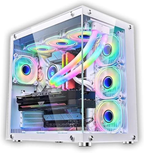ミドルタワー atx ピラーレス type-c高速インターフェースUSB3.0 合金鋼強化ガラス ATX/M-ATX/ITX/Micro-ATXマザーボード対応 空冷対応 360水冷対応 (ホワイト)