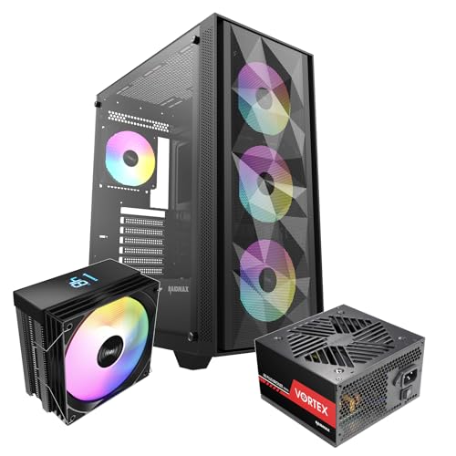 Raidmax V217 ATX ミッドタワー メッシュゲーミング 高エアフローフロントパネルデザイン 4X 120mm ARGBファン搭載 強化ガラス製サイドパネル 305mm GPU / 240mmラジエーター対応 (ブラックバンドル) V217BF Bundle
