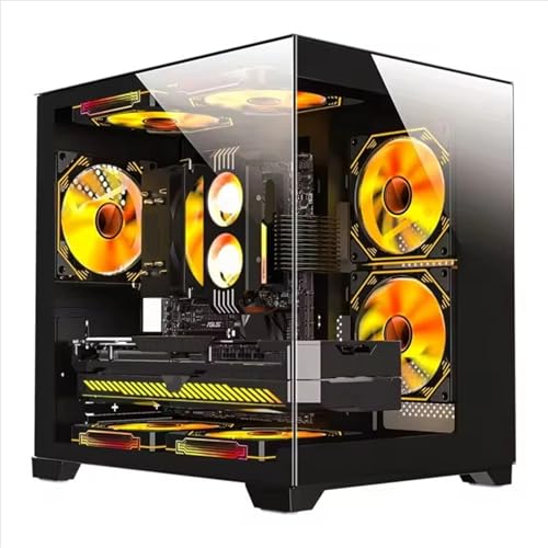 EMNXSDKT 互換性がありますパワートレインカラーグレーズゲーミング と互換性あり、MATX ITX無柱270°シービューシャーシ、240mm水冷をサポート(Black)