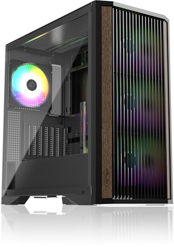 RAIJINTEK AGOS MAX-MS4 ブラック ミッドタワー 4×140mm ARGBファン 強化ガラス 木目パネル 可動GPUブラケット Type-C E-ATX対応 0R20B00261