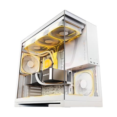 Geometric Future ミドルタワー Model 5 White with 5FAN 「Squama 2503-14」5基標準搭載 強化ガラスパネル ピラーレス構造 RTX 50シリーズGPU対応 420mmラジエーター搭載可能 E-ATX/ATX/Micro-A GF-M5-WT PLUS