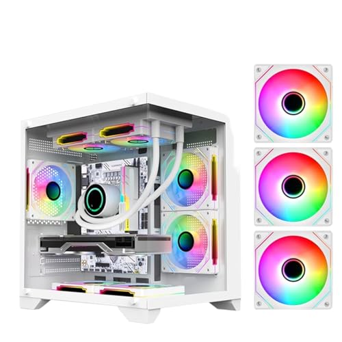 EMNXSDKT 互換性がありますAOC CG391 MATX ゲーミング と互換性があり、Seaview デスクトップ シャーシは 3 つの事前取り付けファンで 240mm 水冷をサポート(White 3Pcs Fans)