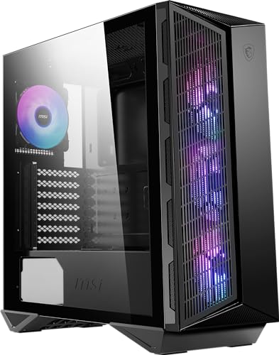 SilverStone MSI MPG GUNGNIR 111R ミッドタワー ゲーミング - ブラック、120mm ARGBファン4個、USB 3.2 Gen2x2 Type-C、強化ガラスパネル、磁気ダストフィルター、Mistic Light RGB、ATX