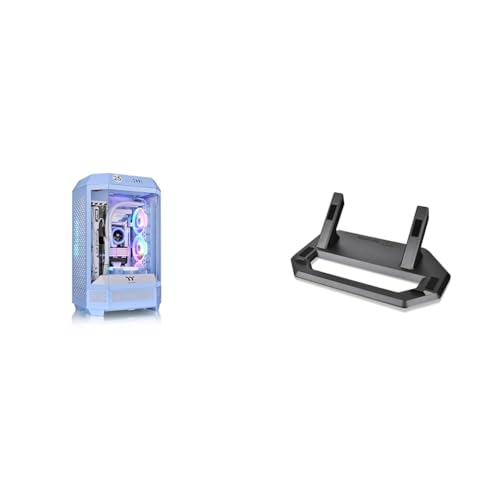 Thermaltake 【セット買い】Thermaltake The Tower 300 Hydrangea Blue 3面強化ガラスパネル採用 八角柱スタイル マイクロタワー Micro-ATX CA-1Y4-00SFWN-00 CS8887 + Stand K