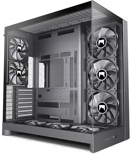 HYXN H2 (2026) HYXN ATX – NoLEDファン8個(6X140mm、2X120mm)がプリインストール済み。大型デュアルチャンバーATXミッドタワーエアフローゲーミング 、420mmラジエーターサポート、Type-C付き(ブラッ