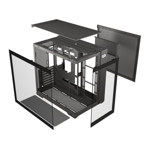 Redragon GC-623 - ATX Gaming - Micro-ATX Mini-ITX (バックプラグマザーボードをサポート) - 270度フルビュー強化ガラス