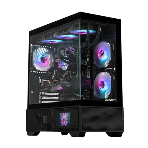 Raidmax i803 プレミアム ATX ゲーミング パノラマ強化ガラス LCDディスプレイパネル内蔵 ARGBファン搭載 広々としたミッドタワー 400mm GPU / 360mmラジエーター対応