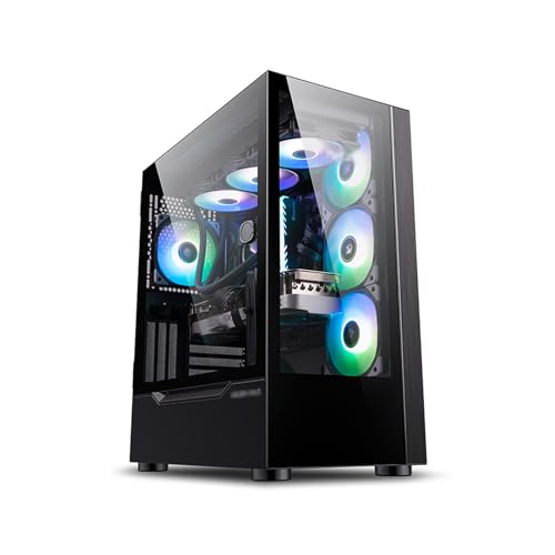 ARrase コンピュータ ゲーム 、E-ATX ミッドタワー 、ATX M-ATX ITX サポート、9 ファン水冷サポート、開閉可能なガラス サイド パネル付き (Color : Black)
