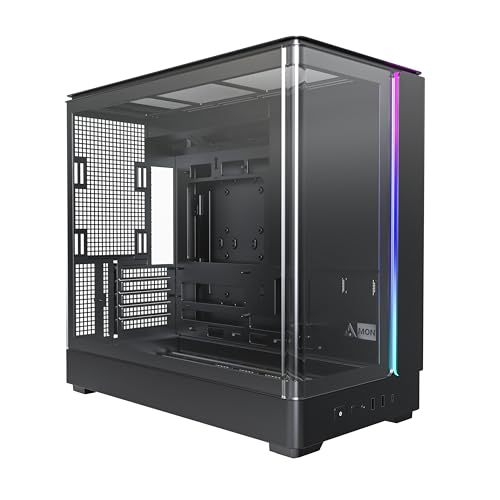 Montech King 15 Micro-ATX 、湾曲したパノラマガラス、煙突風冷却、デュアルチャンバーデザイン、360mmラジエーターサポート、次世代GPUおよび高性能システム用のコンパクトビルド、ブラック KING15B