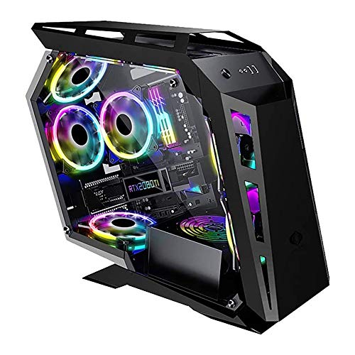 ZXFF ミッドタワーM-ATX/ITX PCゲーム 、強化ガラスサイドパネル、USB 3.0、水冷ボックス、ケーブル管理システム、パーソナライズパネル (Color : Black)