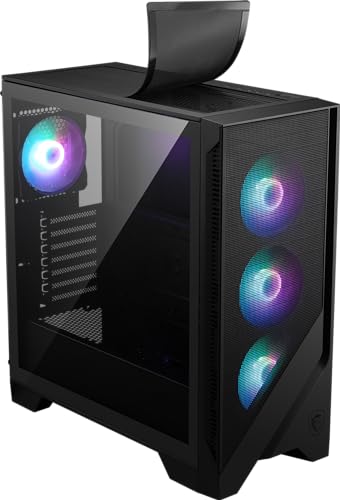 MSI MAG Forge 321R エアフロー - プレミアムミッドタワーゲーミング - 強化ガラスサイドパネル - ARGB 120mmファン - 最大360mmラジエーターまでの液体冷却サポート - 通気フロントパネル MAG FORGE 320R AIRFLOW