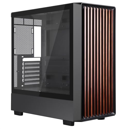 T.F.SKYWINDINTL D1強化ガラス Meshify - ウォールナットウッドのフロント - メッシュとガラスのサイドパネル - 最大12個のARGB PWMファンを組み込むことができます - 高エアフロー ミッドタワー PCゲーム ATX/mATX/ITXマザ D1-B