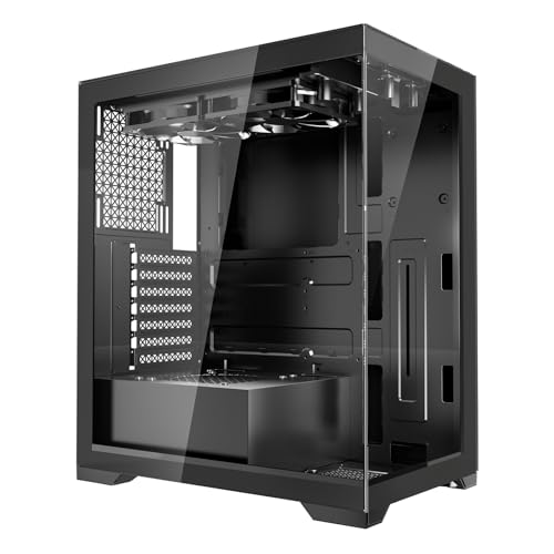 VEVOR PCゲーム ミッドタワー 高風量強化ガラスパネル付き ダストフィルター 120mmファン2個 ケーブル管理 長さ360mmまでのGPU対応 ATX/M-ATX/ITX対応 370