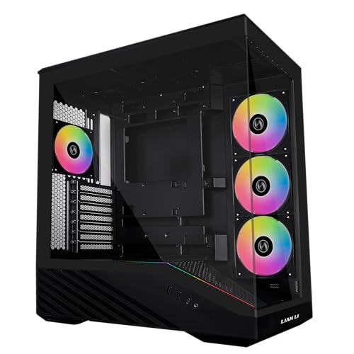 Lian Li V100 ATX ミッドタワー 、4 x 120mm ARGB PWMファンプリインストール済み LED RGBストリップ 強化ガラス付きディスプラットフォーム 415mm GPU対応 360mmラジエーター、最適化されたエアフロー - ブ V100RX