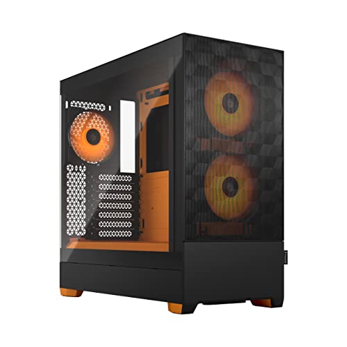Fractal Design Pop Air RGBオレンジコア - 強化ガラスクリアティント - ハニカムメッシュフロント - TGサイドパネル - 120mm アスペクト12 RGBファン3個付属 - ATX 高エアフロー ミッドタワー PCゲーム