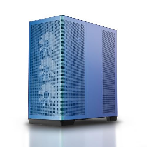 APNX C1-R ミッドタワー ATX 高エアフロー 4x120mm PWM ARGBファン、11個のファンスロット、360mmラジエーターサポート、5ポートPWM ARGBハブ、バックコネクトマザーボードサポート、強化ガラスパネル、ChromaF