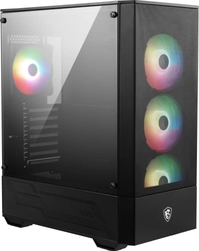 MSI ミッドタワー PCゲーム – 強化ガラスサイドパネル – 4 x 120mm aRGBファン – 液体冷却サポート 最大240mm ラジエーター x 1 – MAG Forge 112R