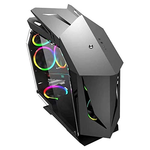 ZXFF ゲーム 、ミッドタワーM-ATX/ITX- PCゲームコンピュータ 、強化ガラスサイドパネル、USB3.0 / USB 2.0、デスクトップPC用の水冷、独自の形状設計、 (Color : Gray)