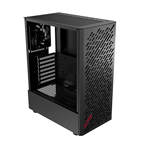 XPG Valor AIRコンパクトミディタワーATX (流線型のカービングパターンデザインの磁気メッシュフロントベゼル、取り外し可能なダストフィルター、4 x 120 mmファンインストール、ブラック)