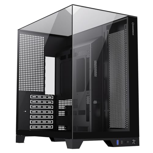 GAMEMAX Infinity Plus ブラック 3面強化ガラスATX PCコンピュータ デュアルチャンバーレイアウト 8×120mmファン用スペース 360mm水冷対応 USB Type-C GEN1ポート