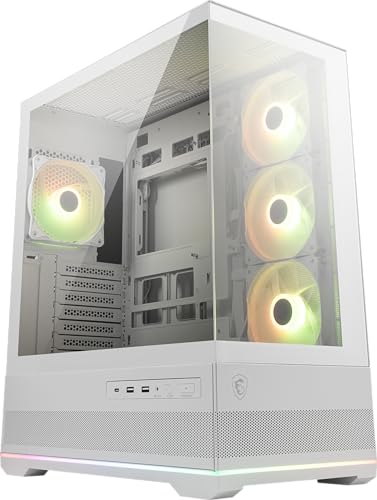 MSI MAG PANO 110R PZ ホワイト - ミッドタワーゲーミング - 強化ガラス製サイドパネル - 120mm ARGBファン x 3 - 最大360mmのラジエーターまで液体冷却サポート - メッシュパネルで最適な通気