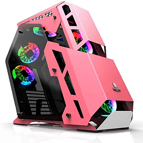 ZXFF コンピュータ 、ミッドタワーATX/M-ATX-PCゲーム 、USB3.0 / USB 2.0×強化ガラスサイドパネル、7つのファンポジション、サポート水冷 (Color : Pink)