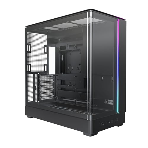 Montech King 45 ATX 、湾曲したパノラマガラス、煙突風冷却、デュアルチャンバーデザイン、360mmラジエーターサポート、次世代GPUおよび高性能システム用のコンパクトビルド、ブラック KING45B