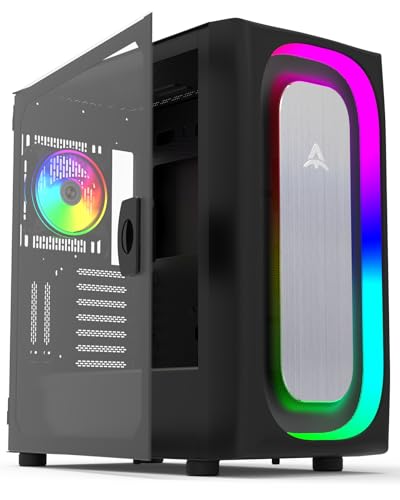 ALSEYE Ai-Pro ブラック E-ATX ゲーミング Halo-Pro ARGBファンLEDストリップがフロントパネルにプリインストール済み 強化ガラス製サイドパネル 7x120mmファン&360mmラジエーター対応 (ブラック)