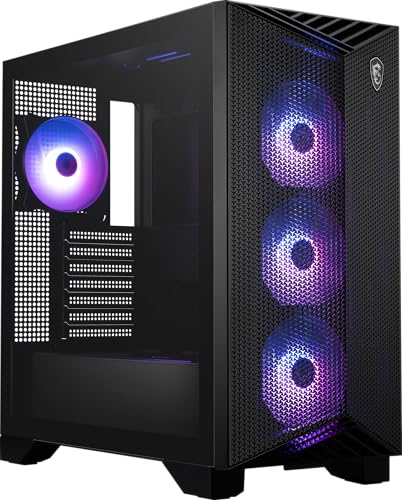 MSI MPG GUNGNIR 211R Airflow PZ - プレミアムミッドタワーゲーミング - 強化ガラス製サイドパネル - ARGB 120mmファン - 最大360mmのラジエーター液体冷却サポート