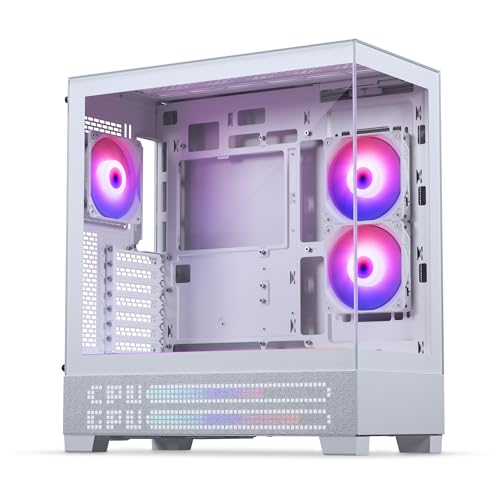 Phanteks XT View Matrix ミッドタワー ATX ゲーミング 、600LEDマトリックスディスプレイ、強化ガラス製フロント&サイドパネル、USB-C 3.2 Gen2、D-RGBファン3倍、リアコネクタ対応 (グレーホワイト) PH-XT523VM1_DWT01