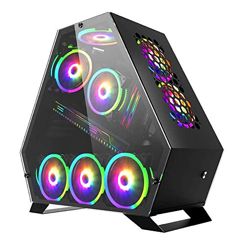 Wsikafxn コンピュータ 、ミッドタワーATX/M-ATX/ITX-PCゲーム 、USB3.0 / USB 2.0×焼戻しガラスサイドパネル、120/240コールドロー、六角形パーソナライズパネル (Color : Black)