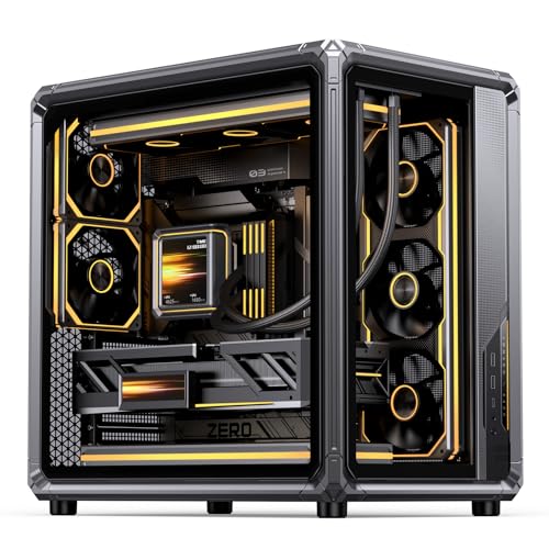 JONSBO X400 グレー ATX 、背面接続デスクトップ 、MB補助空気誘導冷却システム、Eスポーツアシスタント、3面SP 360 AIO、SP 427mm GPU、ATX<180mm、互換性/放熱、グレー X400 Gray