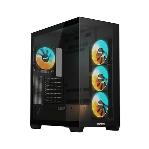GIGABYTE C500 パノラマステルス - ブラック ミッドタワー PCゲーム用 強化ガラス USB Type-C 4X ARBGファン付属 (GB-C500P ST)