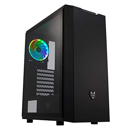 FSP ATX ミッドタワー PCゲーム 半透明強化ガラス製サイドパネルとARGBファン&ライトバー1個付き (CMT350)