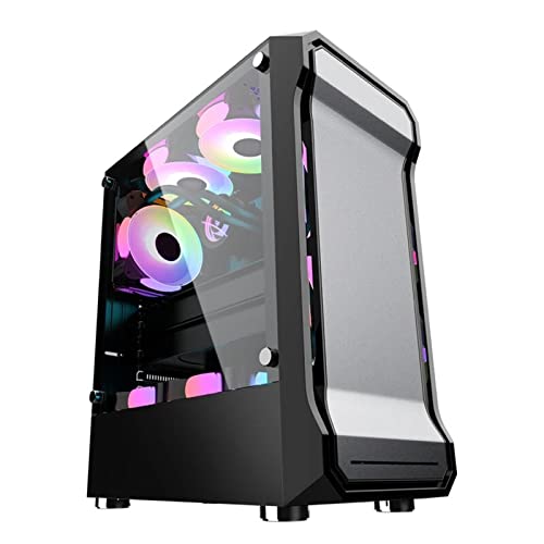 ZhaoGangLi ミドルタワー ATXタワーズコンピューターゲーム サポートM-ATX/ITXマザーボード付き緩和ガラス付きマザーボード ミニタワー型 (色 : Black, Size : 37.8x19x44.7cm)