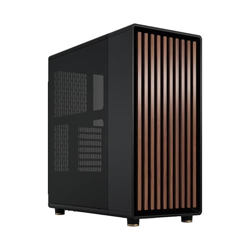 Fractal Design North Charcoal Black - ウッドウォールナットフロント - メッシュサイドパネル - 140mm Aspect PWMファン2個付属 - 直感的なインテリアレイアウトデザイン - ATX ミッドタワー PC FD-C-NOR1C-01
