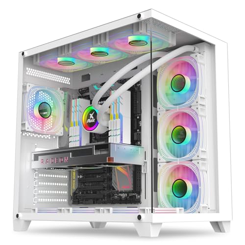 GOPIE ATX 、ファンなし X07 フルタワーゲーミングコンピュータシャーシ 270°パノラマ強化ガラス付き ゲーミングデスクトップPCホスティング 360mm RAD対応 - ATX/MATX Mobo対応