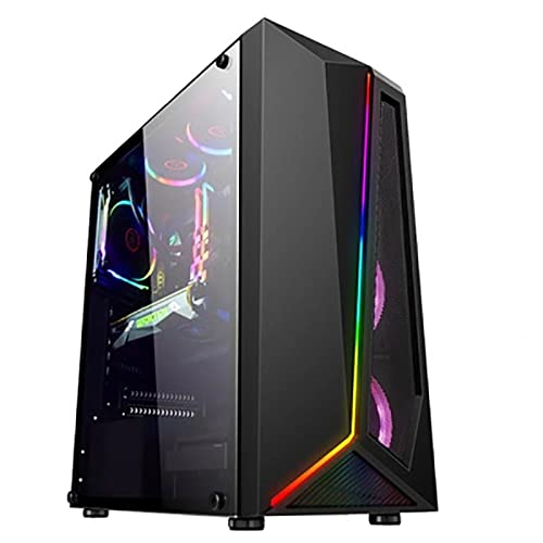 ZhaoGangLi ミドルタワー ATXコンピュータ ファン水冷フロントI/O USB3.0フルスリーンズサイド貫通 ミニタワー型 (色 : Black, Size : 37.8x20x42.5cm)