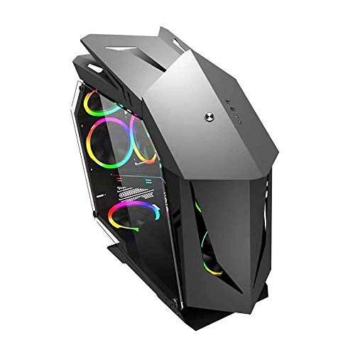 ZXFF ゲーム 、ミッドタワーM-ATX/ITX PCゲームコンピュータ -USB3.0 / USB 2.0×2強化ガラスサイドパネル - ケーブル管理システムサポート水冷 (Color : Gray)