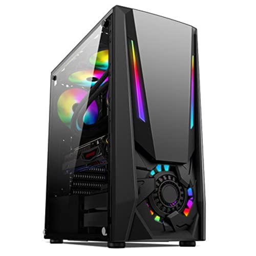 ZhaoGangLi ミドルタワー ATX PCゲーマーキャビネットファン水冷フロントI/O USB3強化フルサイド浸透 ミニタワー型 (色 : Black, Size : 39.5x19.7x42.3cm)