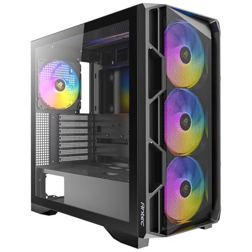 ANTEC AX1000 ARGB、140mm ARGB PWMファン4個付属、ファンコントローラー、最大9つのファン同時ファン、Type-C 3.2、フルビュー強化ガラスサイドパネル、360mmラジエーターサポート、ミッドタワーATX