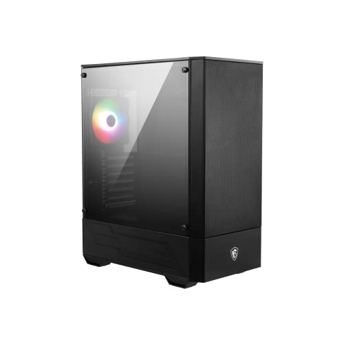 MSI MAG Forge 111R ミッドタワー ゲーミング ブラック 120mm ARGBファン USB 3.2 Gen 1 Type-A 強化ガラスパネル 磁気ダストフィルター ATX m-ATX Mini-ITX)